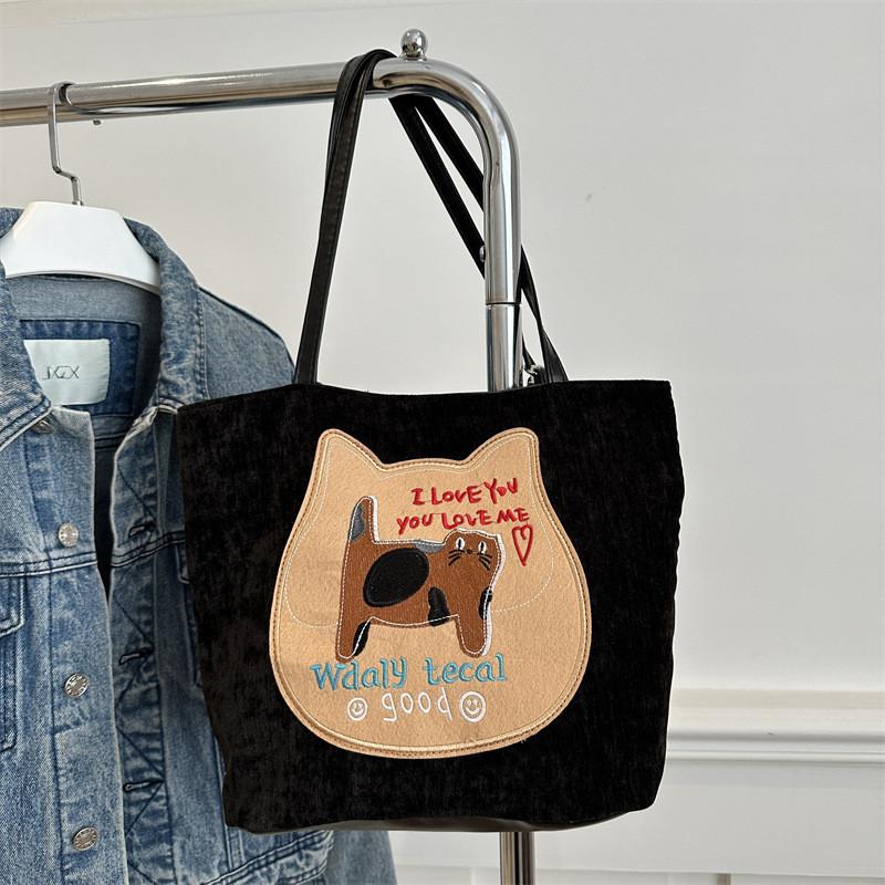 

Trendy School Style Large Capacity Canvas Tote Bag For Women In Black Pink Gray Coffee чёрный