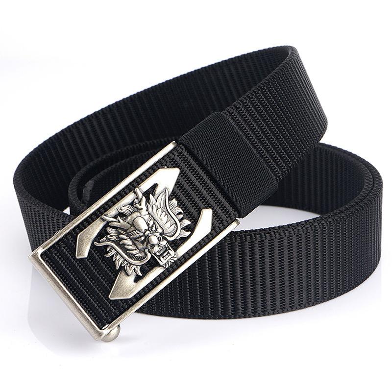 Noua centură pentru navetă pentru bărbați cu centură de nailon cu cataramă automată, centură groasă versatilă pentru petrecerea timpului liber în aer liber