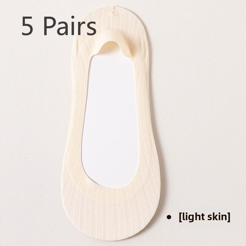 

5 пар женских носков-лодочек, летние сетчатые ультратонкие носки с мелким носком, невидимые носки для женщин, силиконовые, нескользящие, с носками 5 Pairs