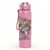 1PC Colorful warrior character graphic print 750ml colorful plastic sports water bottle leakproof pop lid with straw for outdoor office home use