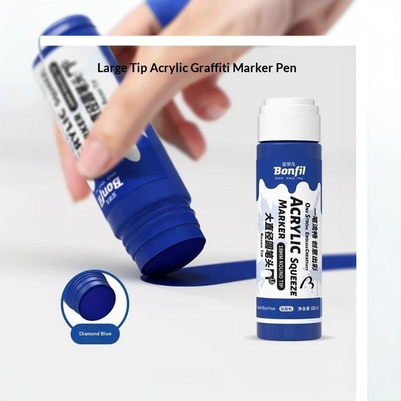 1Pcs 3Cm Jumbo Felt Tip Acrylic Paint Markers Graffiti Jumbo Colored Markers For Rock Painting Stone Ceramic Glass Wood Canvas