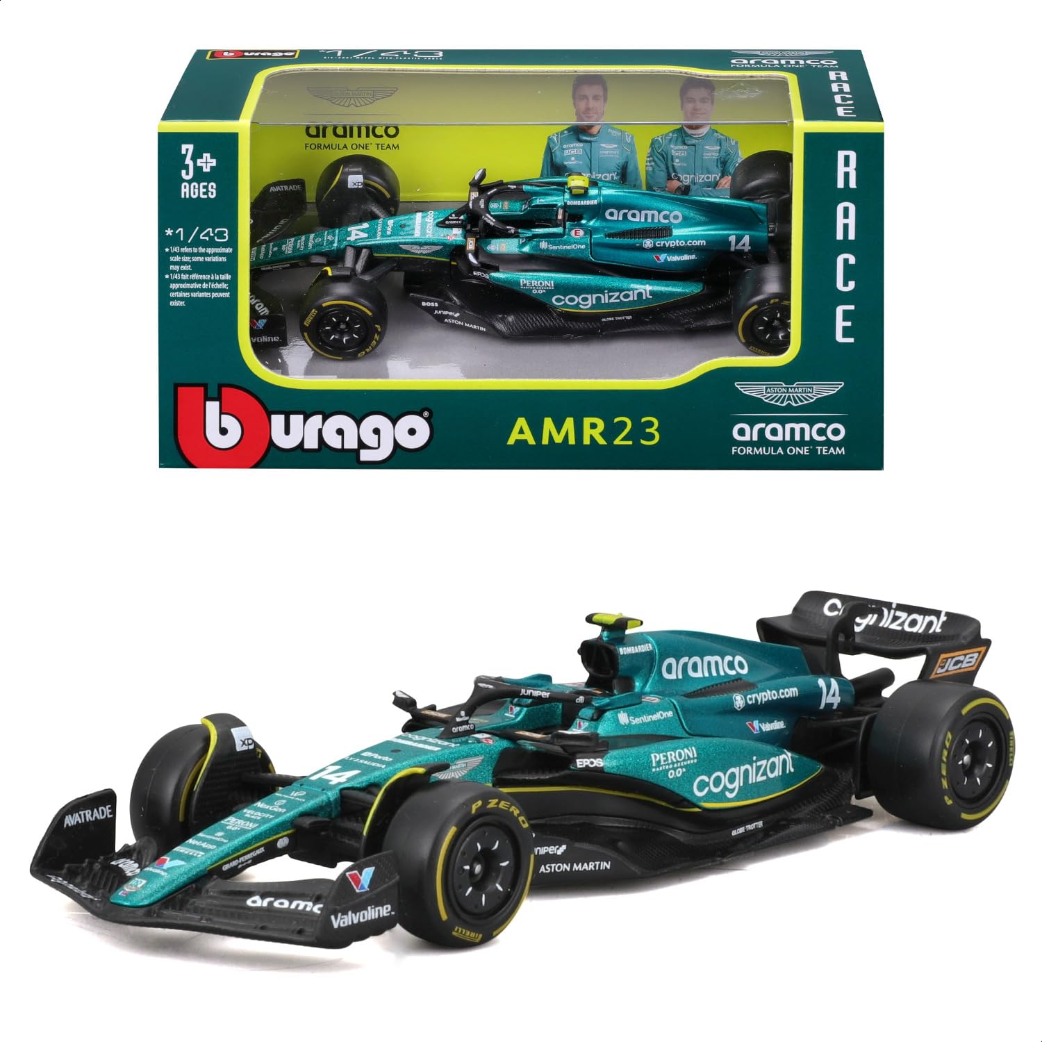 

Bburago F1 2023 Модель Aston Martin AMR23 Фернандо Алонсо Миниатюрная Машинка Литая Модель 1/43 #14 18-38090(# 14)