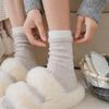 Female Autumn and Winter Thickened Warm Double Muzzle Contrast Color Wool Tube Pile Socks