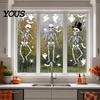 Thick PVC Window Sticker 3Pcs Halloween Skeleton Glass Stickers, Waterproof Clings, Static Decals, Wear-resistant Cling Removable Stickers