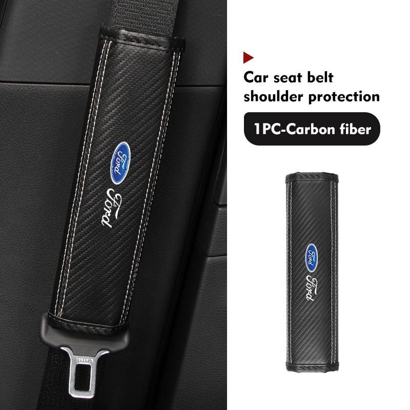 JQOZ8 Leather Seat Belt Shoulder Cover Trim Edge Three Color Anti‑Scratch For Ford Fiesta Ranger Mondeo Escape Ecosport Fusion