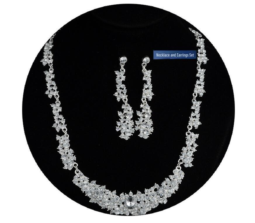 Alloy Bridal Necklace & Earrings Set - Cross-Border Bridal Accessory