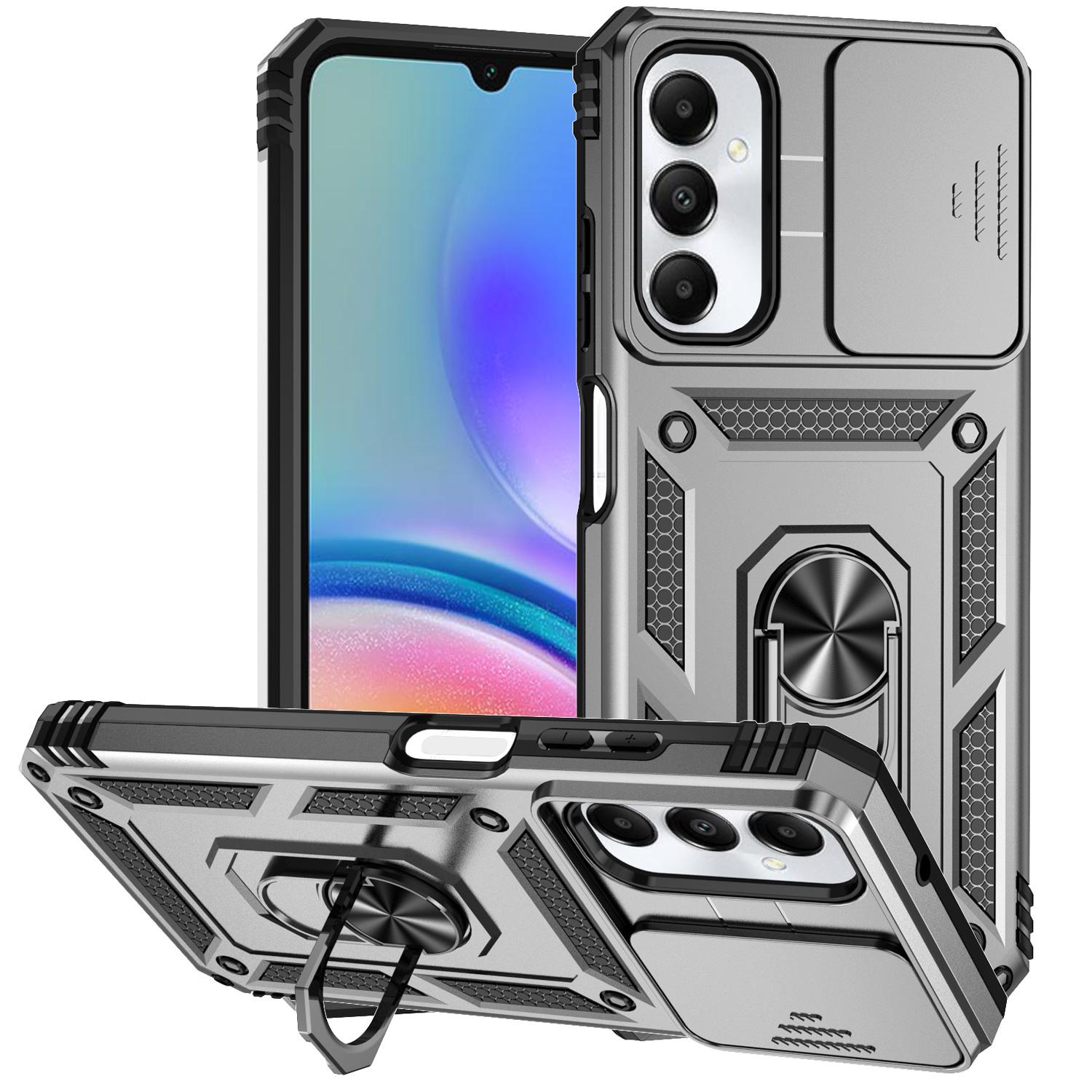 

Противоударный защитный чехол для Samsung Galaxy A05S A05, магнитный автомобильный держатель для колец, задняя крышка-подставка, выдвижная крышка объектива для Galaxy A04S A04, защитные чехлы For Samsung Galaxy A05S серебряный