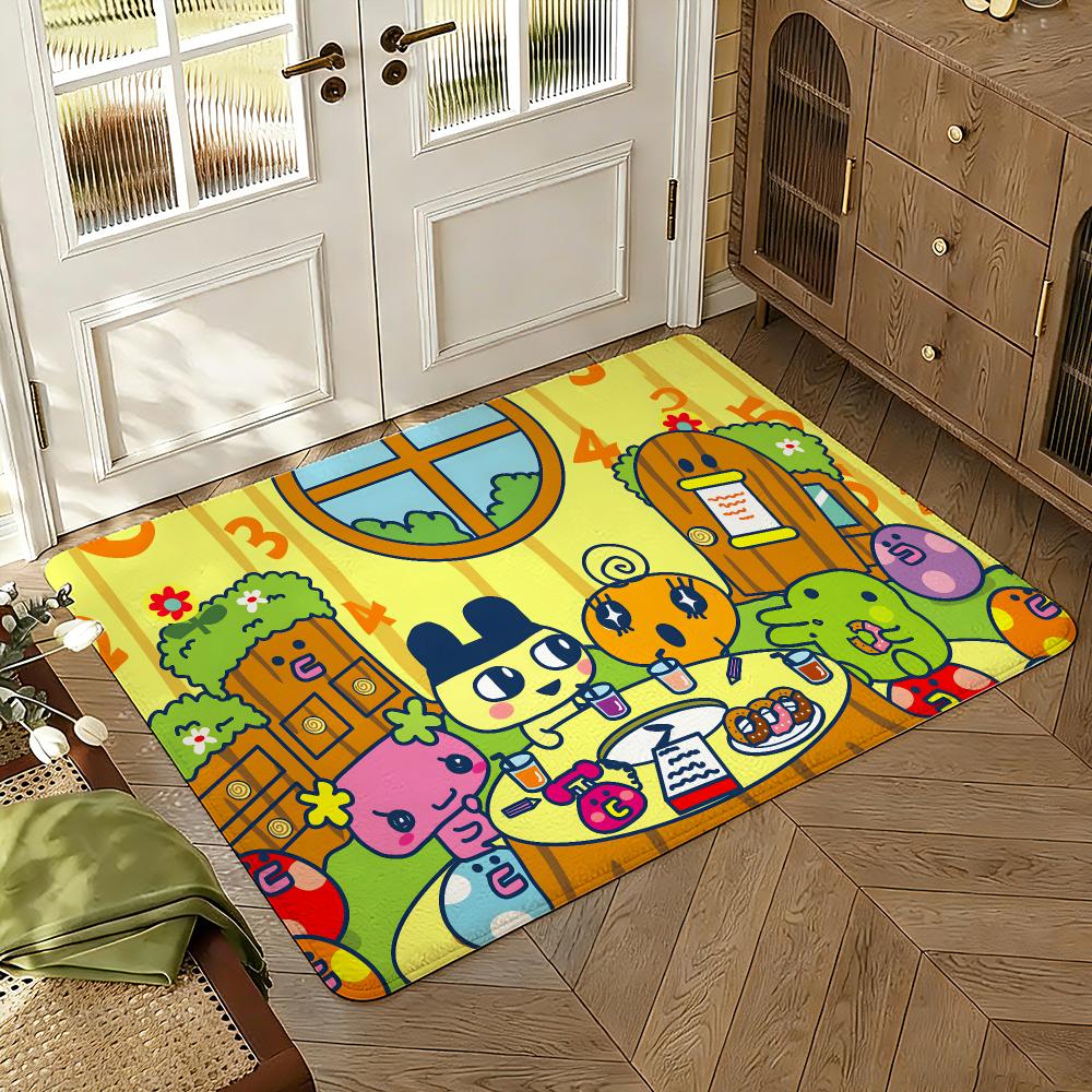 Cool T-Tamagotchi Floor Mat Soft Thickened Absorbent Non-Slip Bedroom Living Room Door Mat Home Decor Flannel Rugs