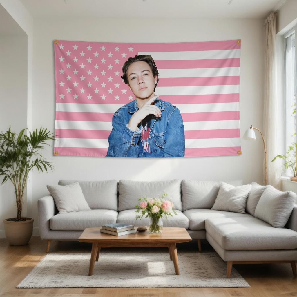 Carl Gallagher Rosa Flagge Wandteppich, Von Ethan Cutkosky Inspiriertes Wandbild, Trendige Schlafsaal Dekoration, Lustiges Innen Außen Wandbehang für Fans