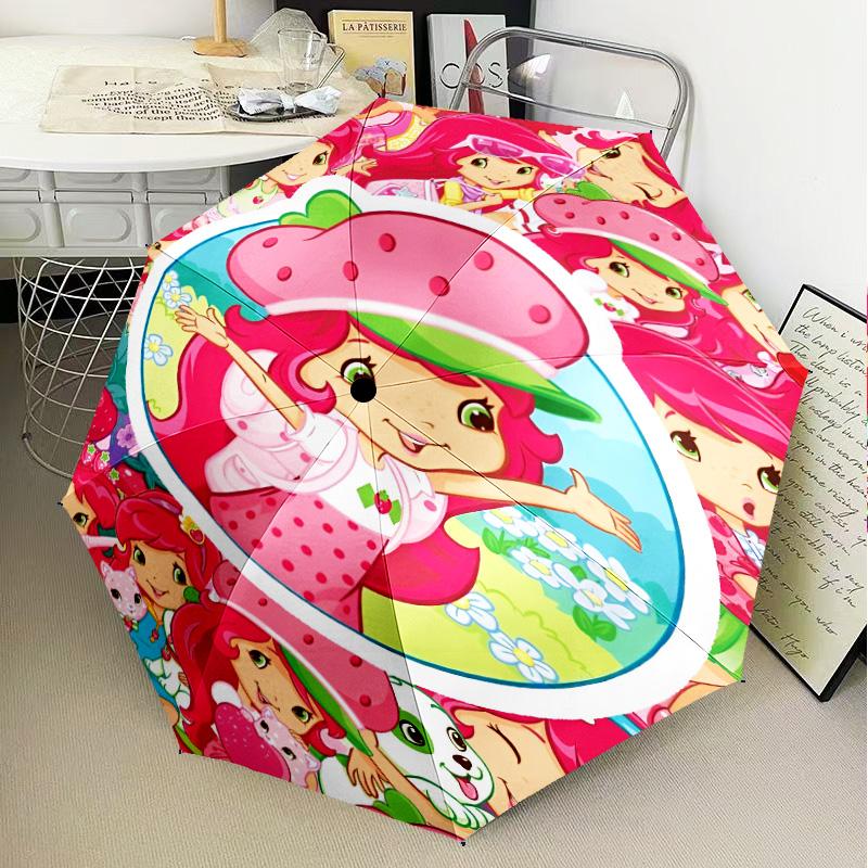 Straw-berry Friends Umbrella Folding umbrella, automatic umbrella 8-Frame for Travel, camping Use Gift for Halloween Christmas