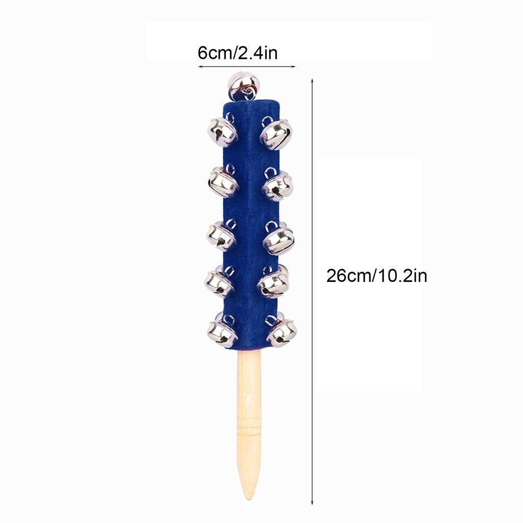 Wooden Handheld 21 Jingle Bells Bar Sleigh Stick Kids Toy Instrument (Blue)