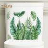 1 Sheet Toilet Sticker Self-Adhesive Waterproof No Trace Green Plant Leaves Mural Wall Sticker Decal Bathroom Toilet Decor