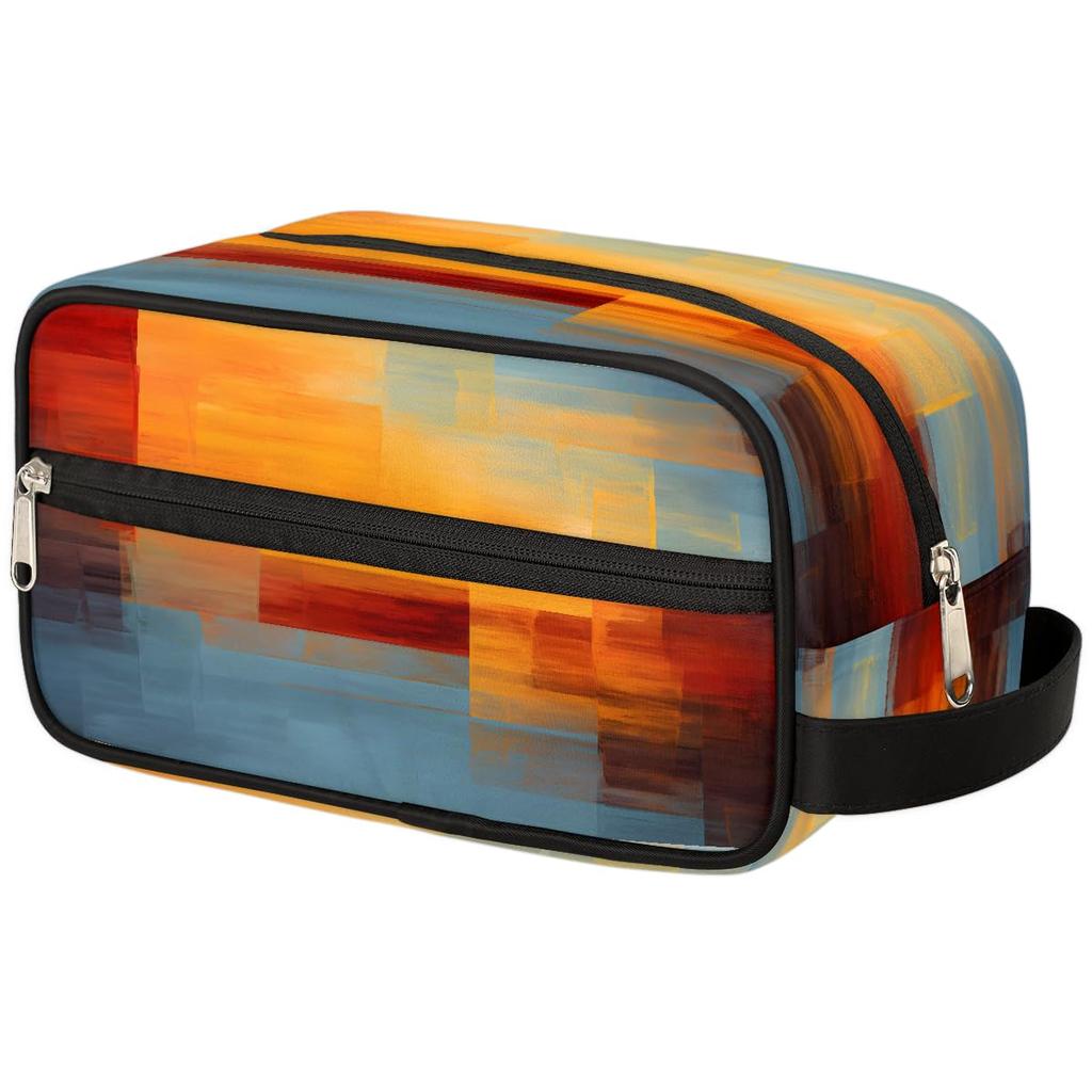 Multi Compartment Toiletry Bag Custom Pattern Polyester Cosmetic Organizer Bag for Ladies Travel Makeup Storage