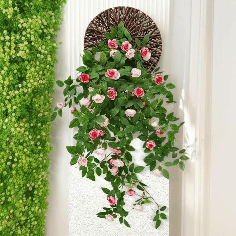 Garland Rose Vine Artificial Rose Vine Hanging Wall DIY Decoration Hanging Flower Green Plant Silk Flower Outdoor Decoration