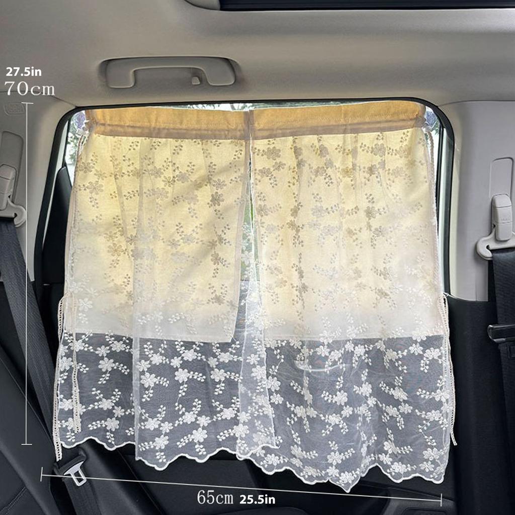 Car Shade Curtain Hanging Suction Cup Lace Small Daisy Multi-functional Sunscreen Heat Insulation Car Double Shade Curtain