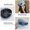 Adjustable Flower Flat Top Hat Artistic Painter Caps Trendy Denim Camellia Beret Hat  Travel