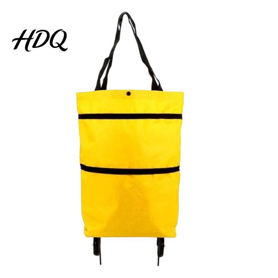 Outdoor Picnic Utility Tote Foldable Shopping Bag with Wheels Heavy-Duty Waterproof Oxford Cloth Grocery Cart Space Saving Organizer Reusable Roller