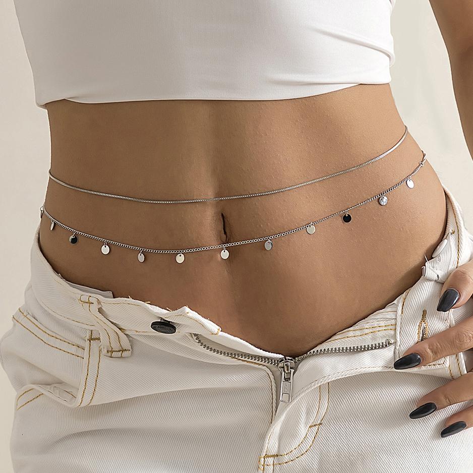 Ingemark Sexy Flat Snake Chain Waist Belly Belt for Women Summer Beach Bikinis Simple Body Chain Festival Zircon Accessories