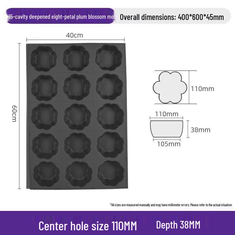 Yiceng Non-stick Deep Plum Blossom 15-Cavity Cake Mold
