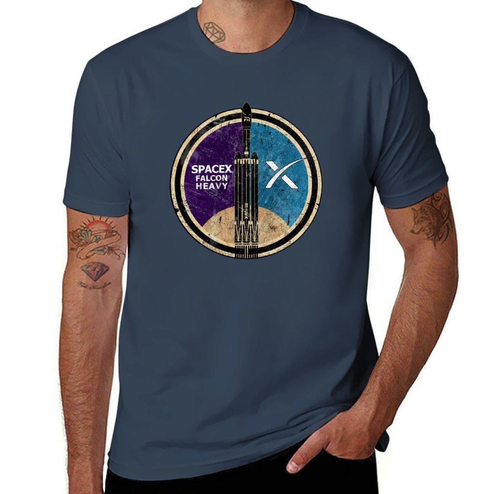 Spacex Falcon Heavy Badge (Black Rocket) Tshirt Simple Graphic Design Tshirt S