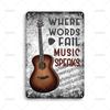 Vintage Pub Bar Club Decor Poster Metal Tin Sign Guitar  Music Speaks Metal Signs for Backyard Home Wall Decor Accessories