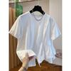 Fat Sister Plus Size 150.00kg Stylish Niche Style Short-Sleeved T-shirt Female Summer Loose Unique Chic Belly-Covering Coat