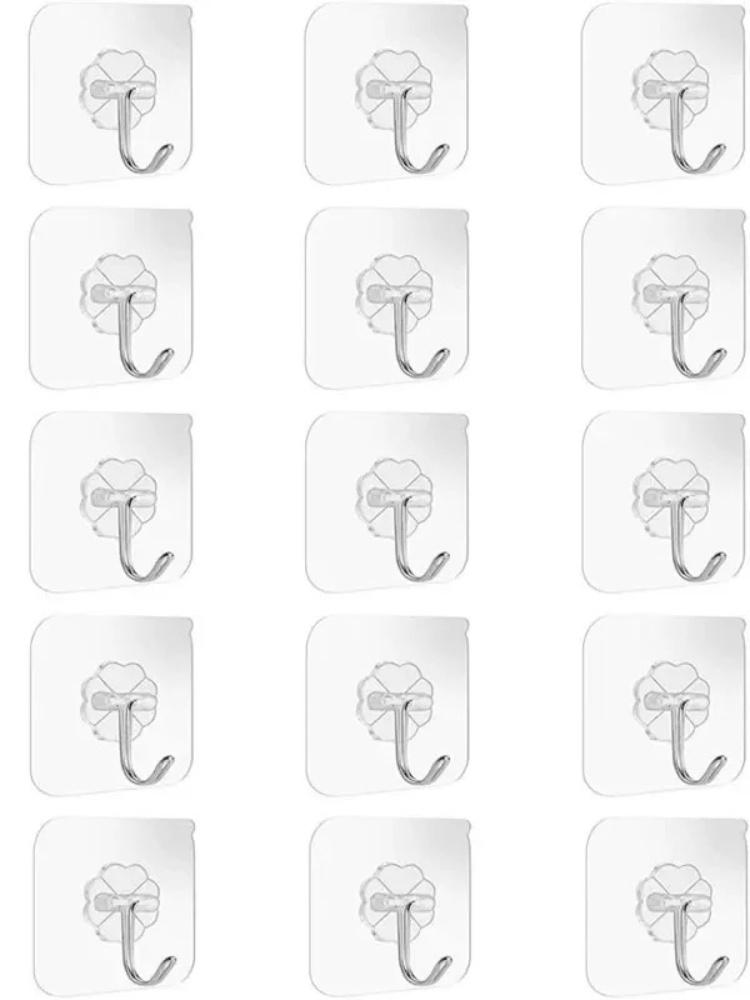

20/10PCS Hook Self-Adhesive PVC Stainless Steel Transparent Multi-Purpose Wall Holder Door Rack Kitchen Storage Organizer Home