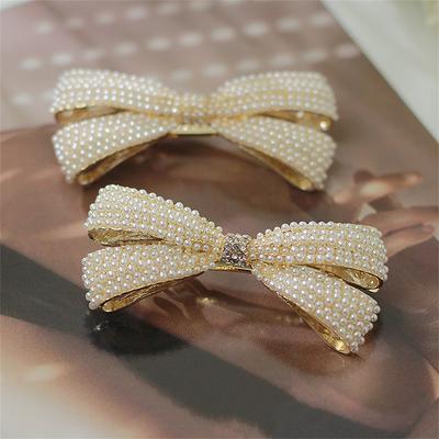 New Exquisite Pearl Flower Spring Hair Clip Luxurious Rhinestone Butterfly Top Clip Elegant Women's Hair Accessories