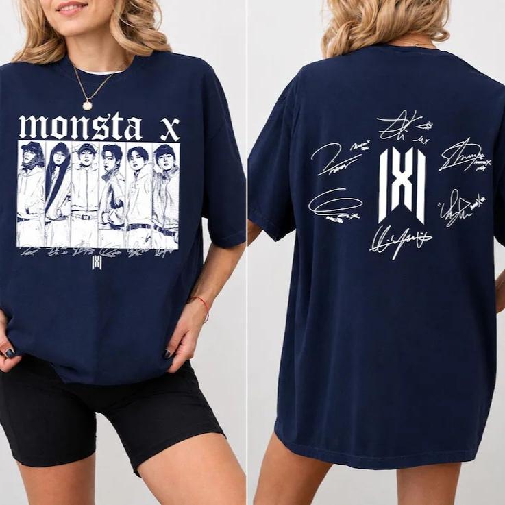 Summer Hot Sale Monsta X World Tour 2026 T Shirt Unisex Y2K Gothic Cotton Streetwear Oversized T-shirt Harajuku Hip Hop Punk T-shirt