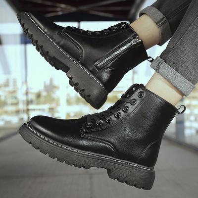 Martin Boots British Style 2025 New Boots Side Zipper Tooling Shoes Leather Upper High Top Boots Autumn and Winter British Men