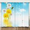 Curtains Flower Fresh Sunflower 3D Digital Printing Blackout Curtain Punching