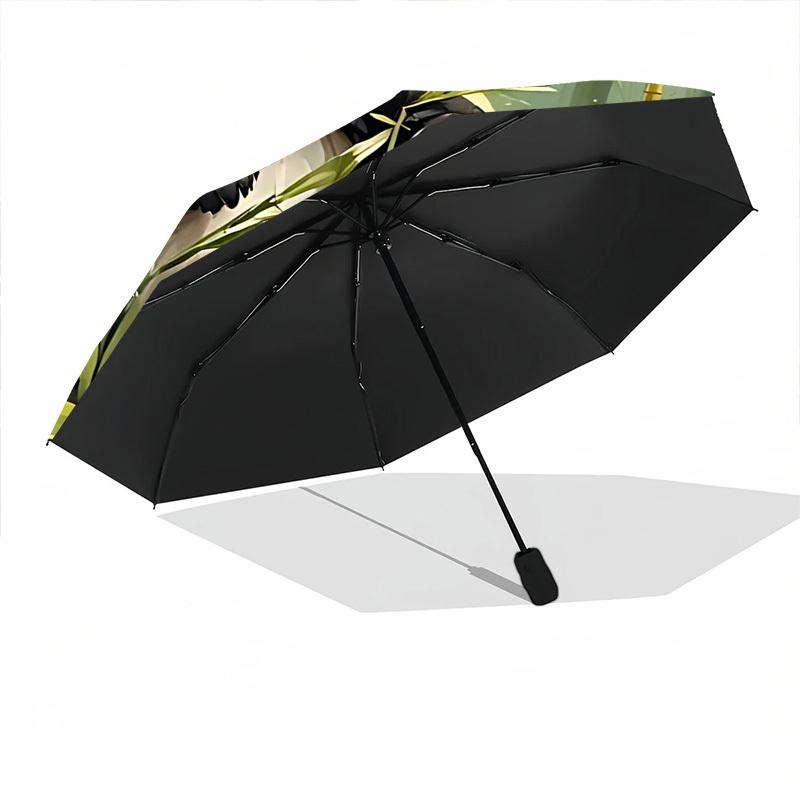 1pc Panda Forest Auto-Fold Umbrella with One-Touch Open/Close - 8 Reinforced Ribs for Windproof Stability, yy251118126