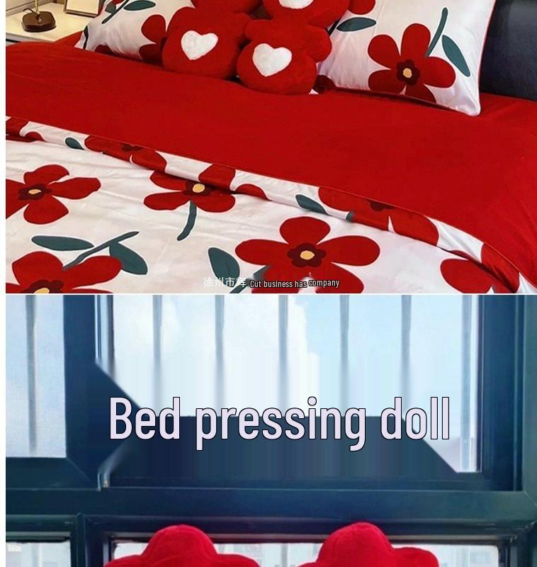 Wedding Double Happiness Plush Doll Pair - Newlywed Bed Decoration & Gift