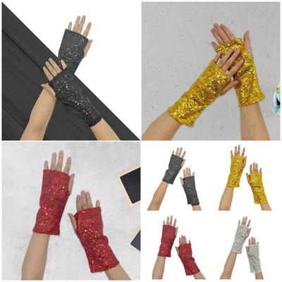 Sequined Gloves Party Handwear Accessory For Special Event And Music Festival Fingerless Gloves For Stage Hiphop Dancer