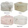 Korean Cute Travel Organizer Portable Zipper Makeup Pouch Quilted Clutch Handbag Large-capacity Floral Print for Ladies Girl