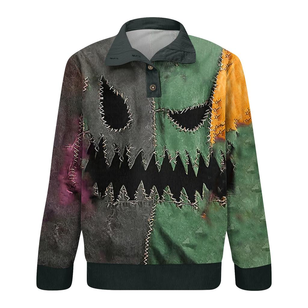 Men's Halloween Printed Corduroy Button Shirt