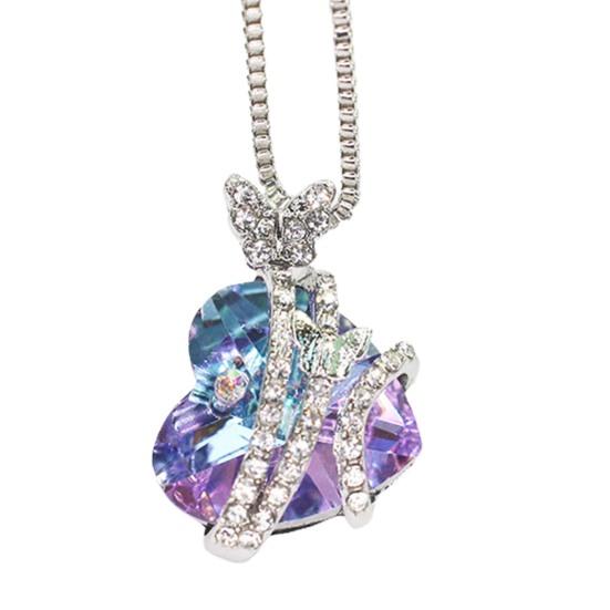 Women Necklace Butterfly Heart Rhinestones Jewelry Electroplating Bright Luster Necklace Jewelry Gifts