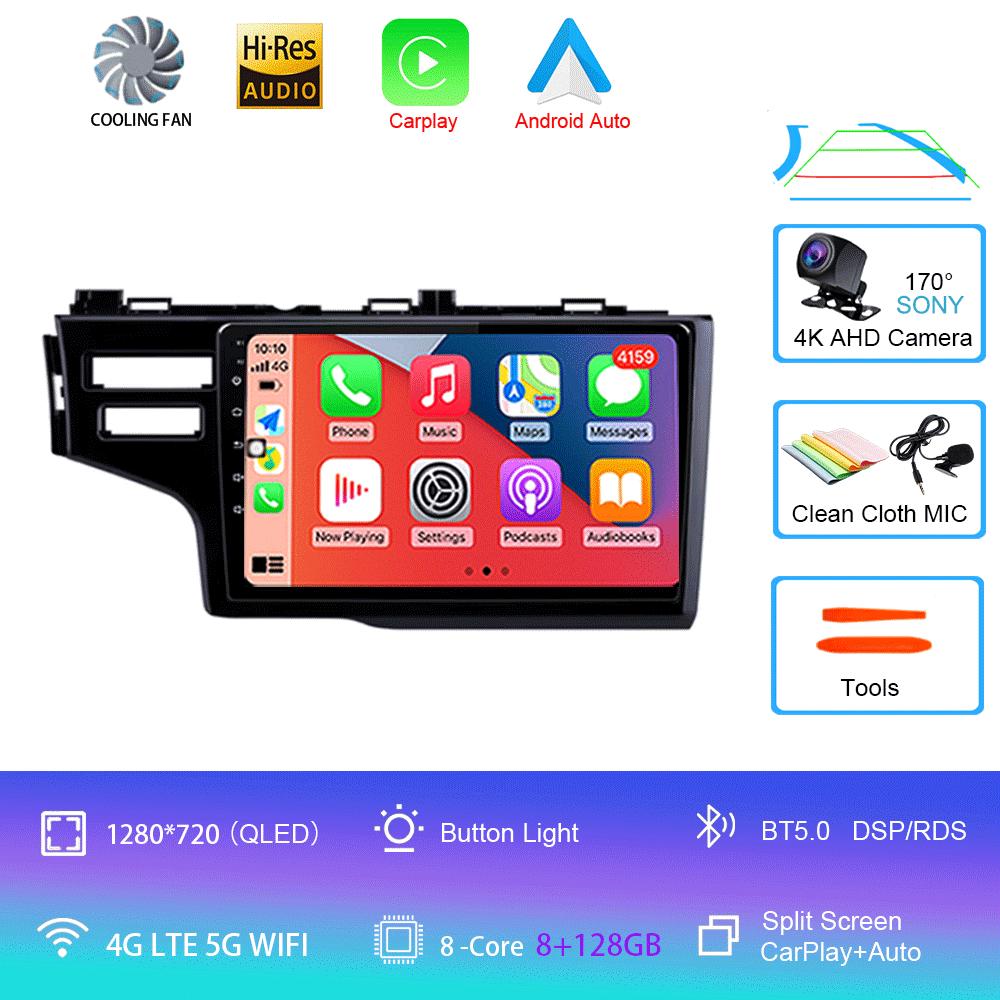 Android 14 Car Radio For Honda Jazz 3 2015 - 2020 Fit 3 GP GK 2013-2020 QLED Multimedia Player GPS Navigation BT Carplay Auto