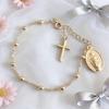 Bracciale Portatile con Croce e Perline della Vergine con Catena di Estensione da 5 cm