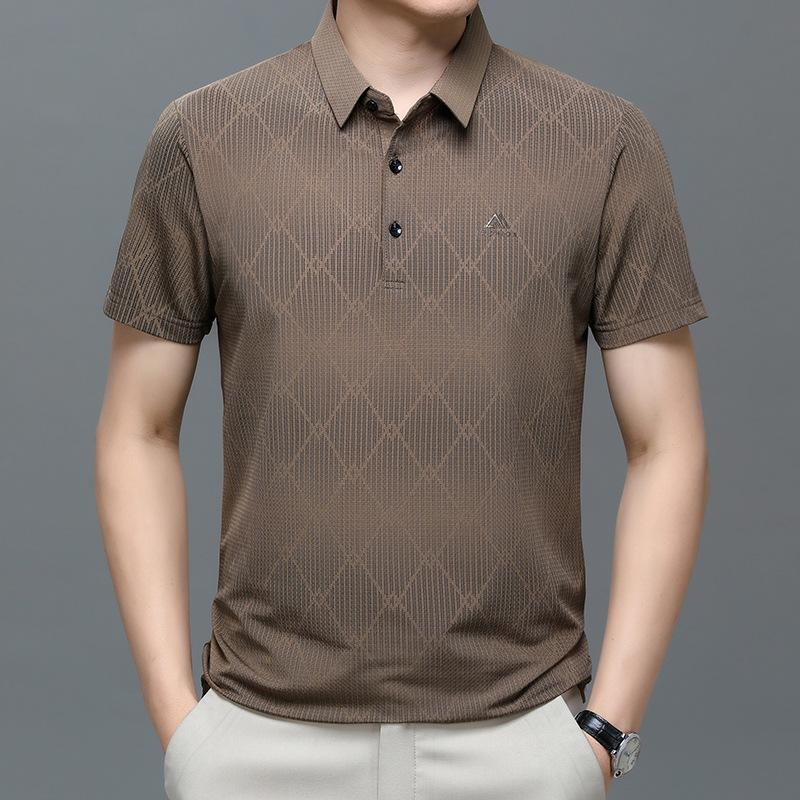 Pánské prodyšné polo tričko s krátkým rukávem a klopou, obchodně ležérní trend, tričko s límečkem s polovičním rukávem, kvalitní střední a vrchní oblečení