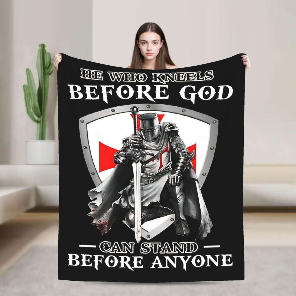 The Knights Templar with Templar Cross Blanket Soft Funny Plush Throw Blanket For Kids Bedroom Flannel Bedspread Bed Cover