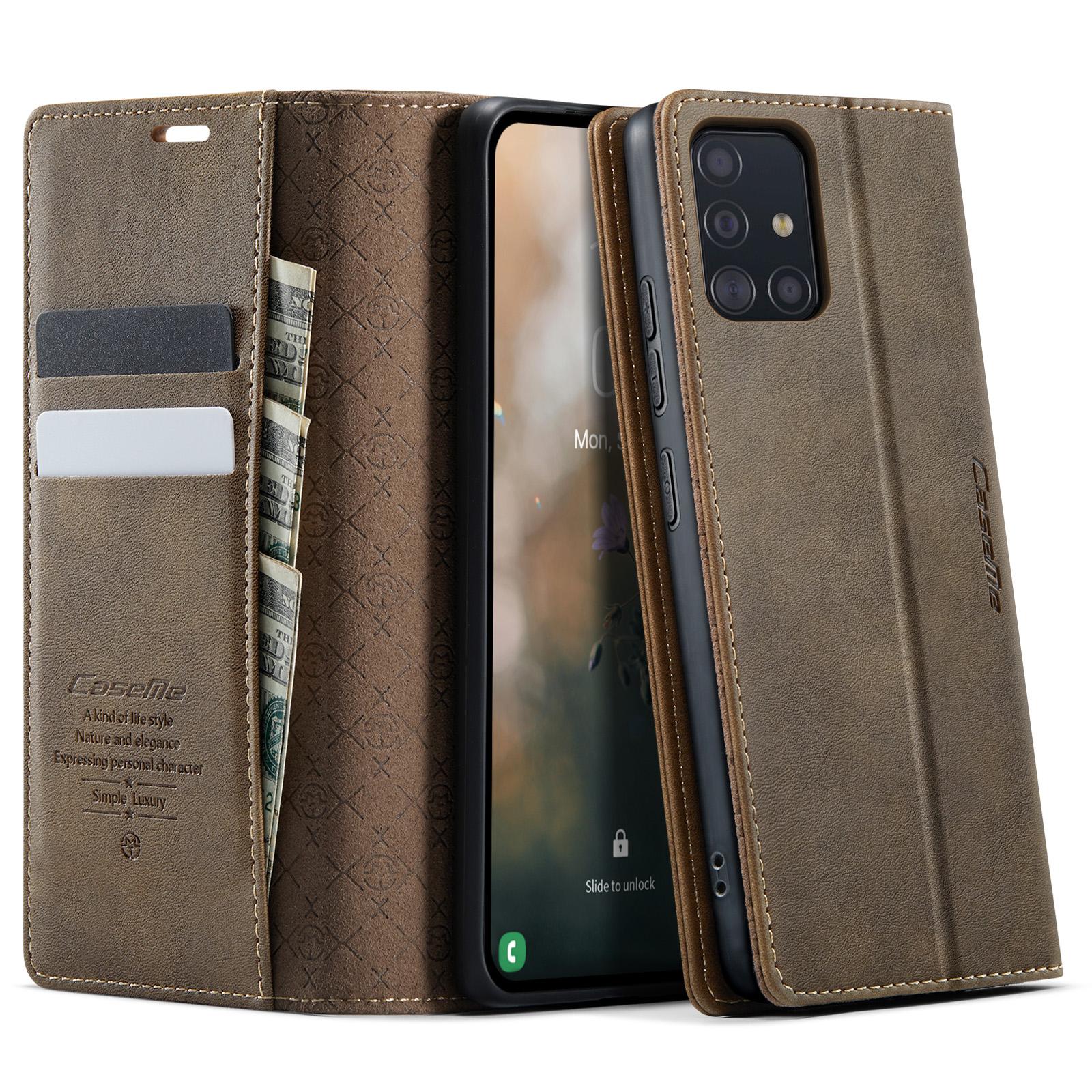

Для Samsung Galaxy A51 4G SM-A515 Чехол CASEME Серия 033 Кошелек с блокировкой RFID Подставка Чехол для телефона из кожи с текстурой теленка A