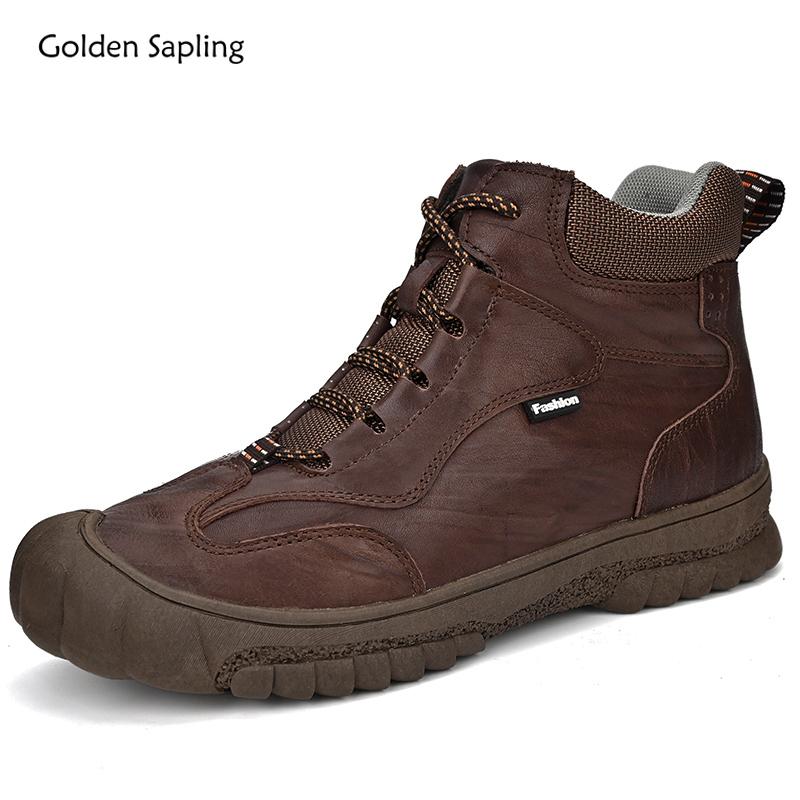 Golden Sapling Outdoorstiefel Echtschuhe Retro Winter Herrenstiefel Lässige Arbeitsschuhe für Herren Taktische Freizeit-Fußbekleidung