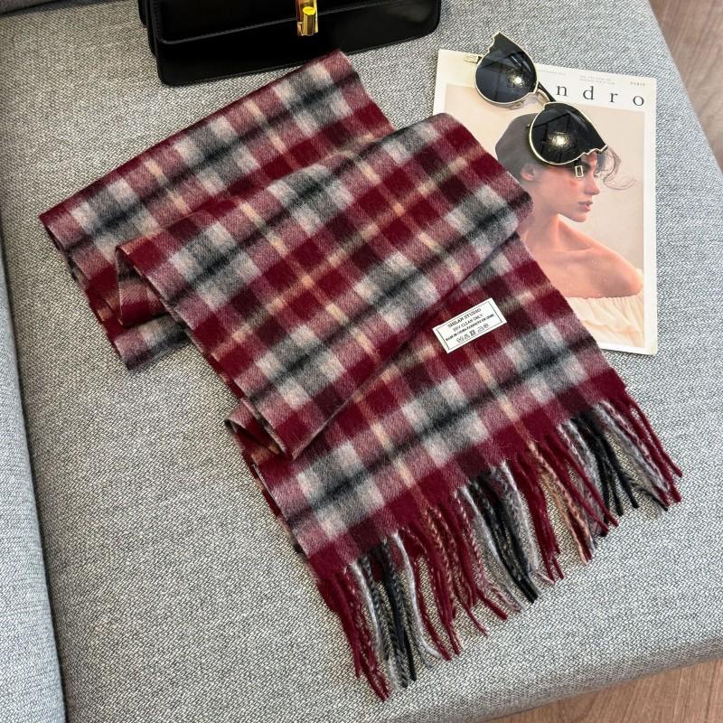 100% Wool Knitted Scarf Unisex Winter Warm Accessory Classic Plaid Long Neck Wrap Men Women