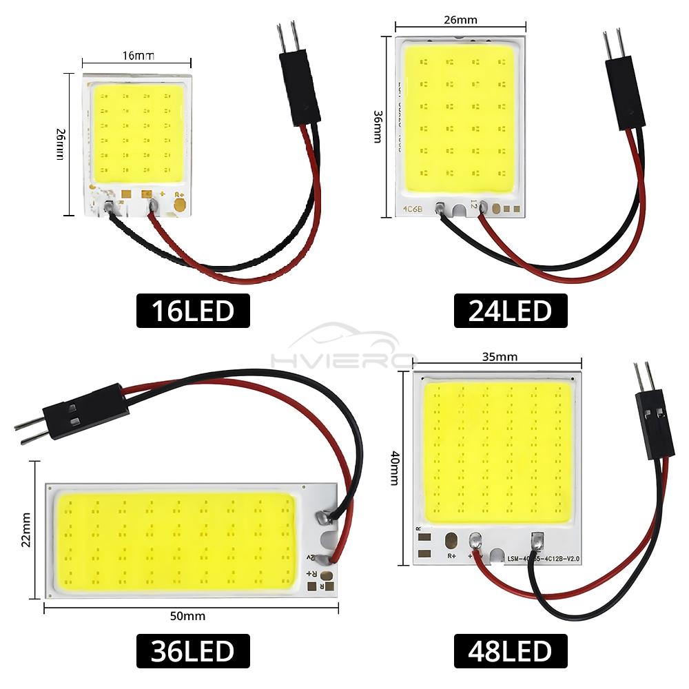 T10 C5W Car Led Cob 16/24/36/48SMD White Parking Bulb Auto Interior Reading Panel Lamp Super Bright Festoon License Plate Lights Dome Lights 6