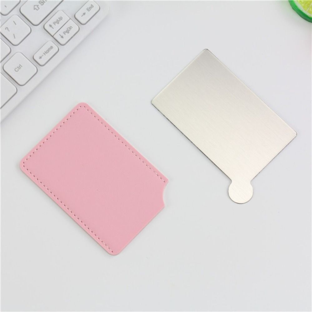 Stainless Steel Stainless Steel Cosmetic Mirror Pocket Make Up Mirror Bathroom Living Room розовый