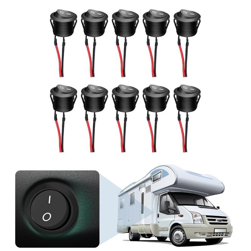Round Rockers Switch,10Pcs Rockers Switch,12V Toggle Switch with Prewired Electrical Switches for Boats Car