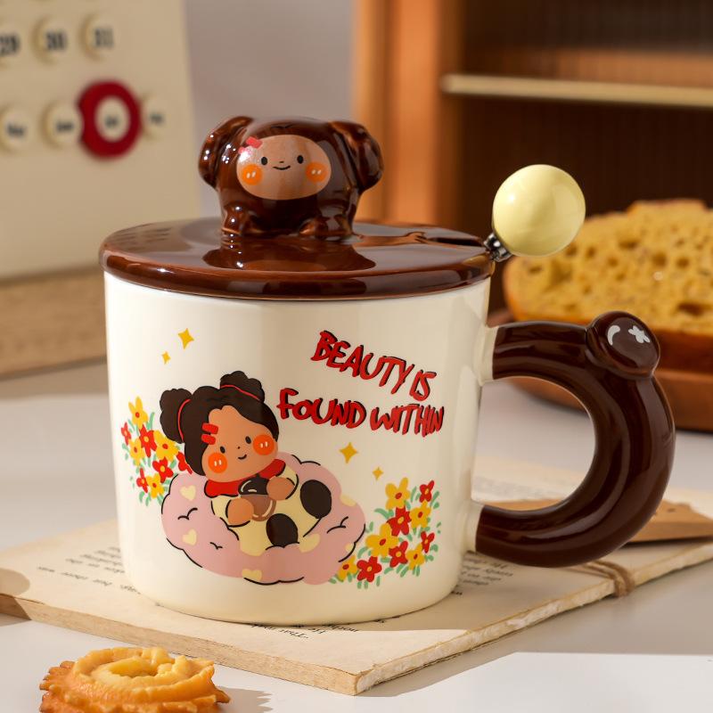 Ceramic Cup Cover with High Value Home Office Couple Water Cup Gift Box Creative Souvenir Gift Mug