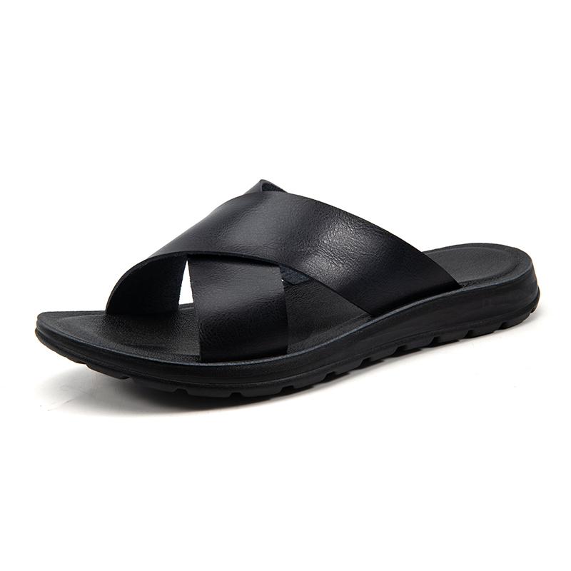 

Мужские кожаные тапочки Palm Cross Slides Casual Outdoor Летние итальянские дизайнерские классические коричневые черные 2024Новинка летние повседневные тапочки 47 чёрный