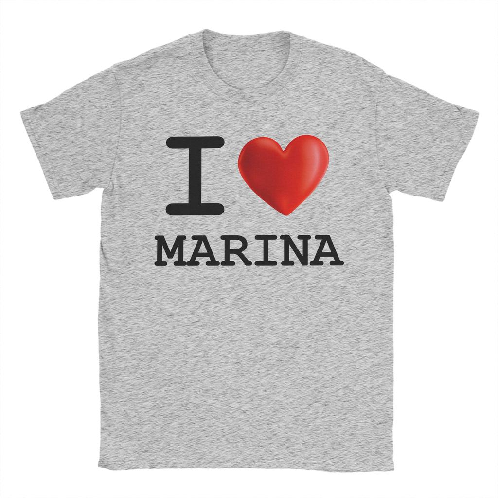 Men TShirt I Love Marina Casual Pure Cotton Tee Shirt Short Sleeve T Shirt Round Neck Clothes New Arrival